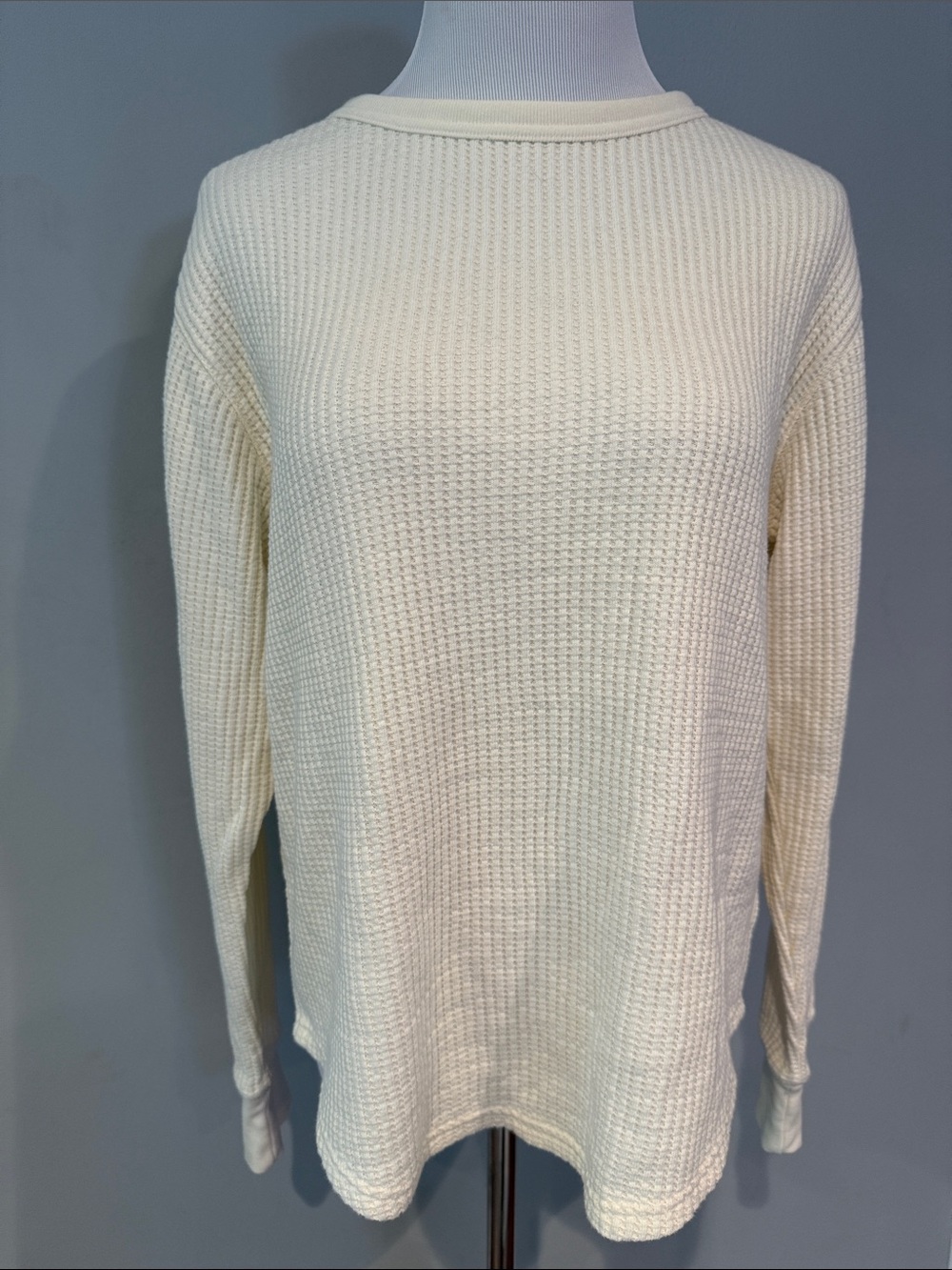 GAP Cream Waffle-Knit Crew Sweater
